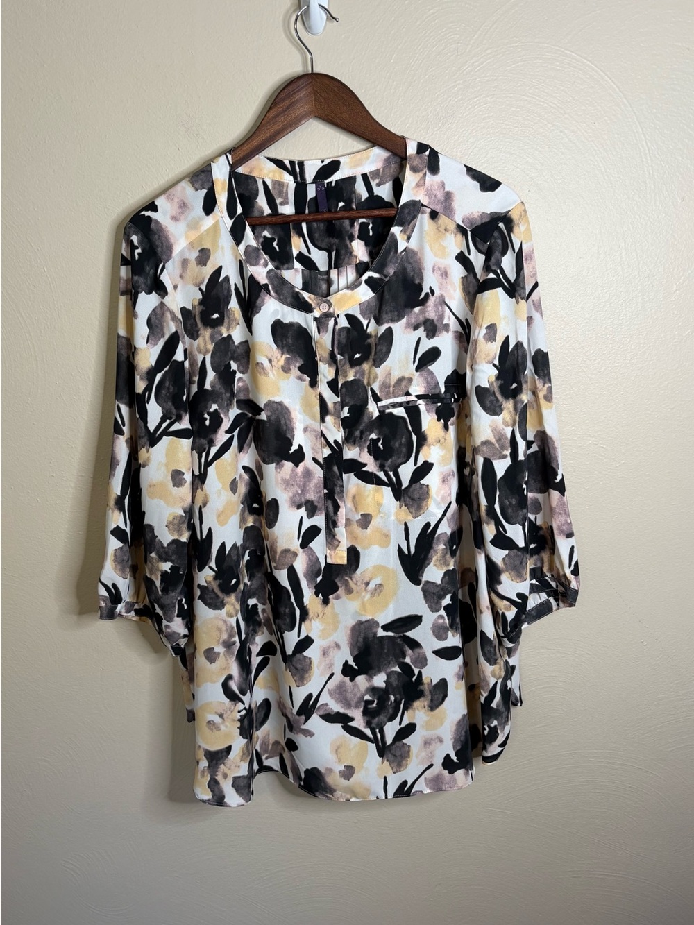 NYDJ Womens 2X Floral Blouse Boho Cottagecore Workwear 3/4 Sleeve Top Romantic - Picture 2 of 14